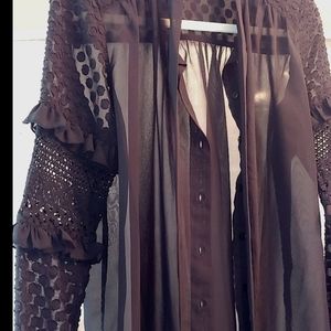 French Connection sheer blouse lace detail 6